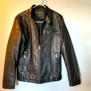 Dixon Faux Distressed Leather Unisex Moto/Bomber Jacket (Men's) XS 19" PTP